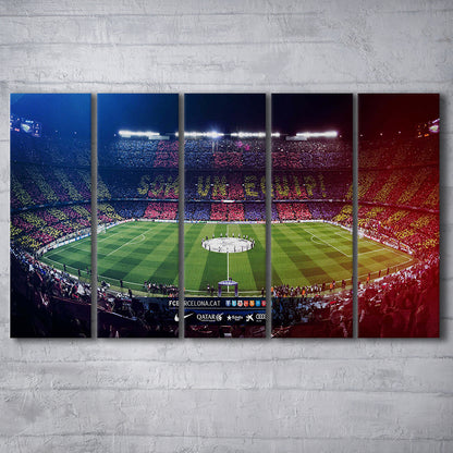 Camp Nou Spain Stadium, Stadium Canvas, Sport Art, 5 Panel B, Extra Large Canvas, Canvas Print Wall Art