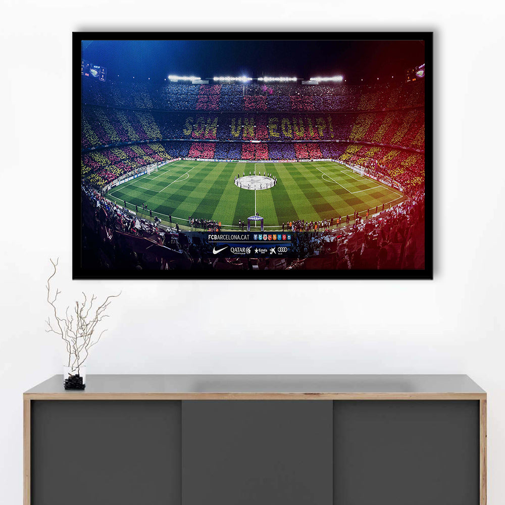 Camp Nou Spain Stadium, Stadium Canvas, Sport Art, Gift for him, Framed Art Print Wall Decor, Picture Framed
