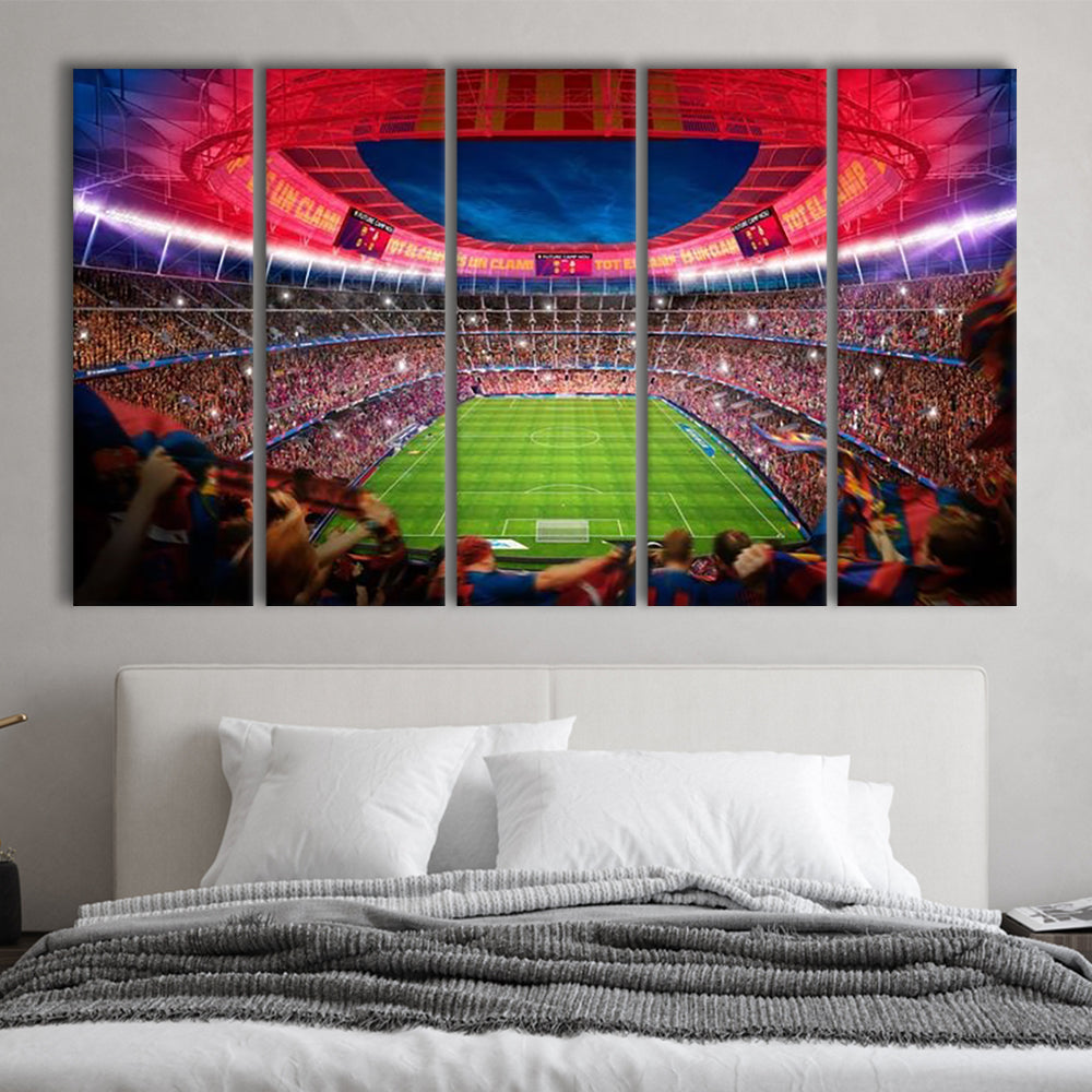 Camp Nou Stadium Football, Stadium Canvas, Sport Art, 5 Panel B, Extra Large Canvas, Canvas Print Wall Art