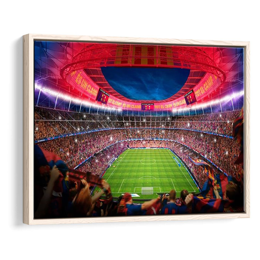 Camp Nou Stadium Football, Stadium Canvas, Sport Art, Framed Canvas Print Wall Art, Floating Frame