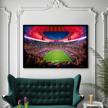 Camp Nou Stadium Football, Stadium Canvas, Sport Art, Gift for him, Framed Art Print Wall Decor, Picture Framed
