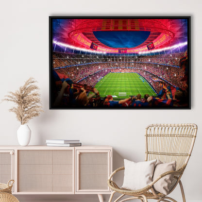 Camp Nou Stadium Football, Stadium Canvas, Sport Art, Framed Canvas Print Wall Art, Floating Frame