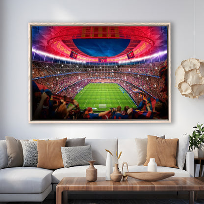 Camp Nou Stadium Football, Stadium Canvas, Sport Art, Framed Canvas Print Wall Art, Floating Frame