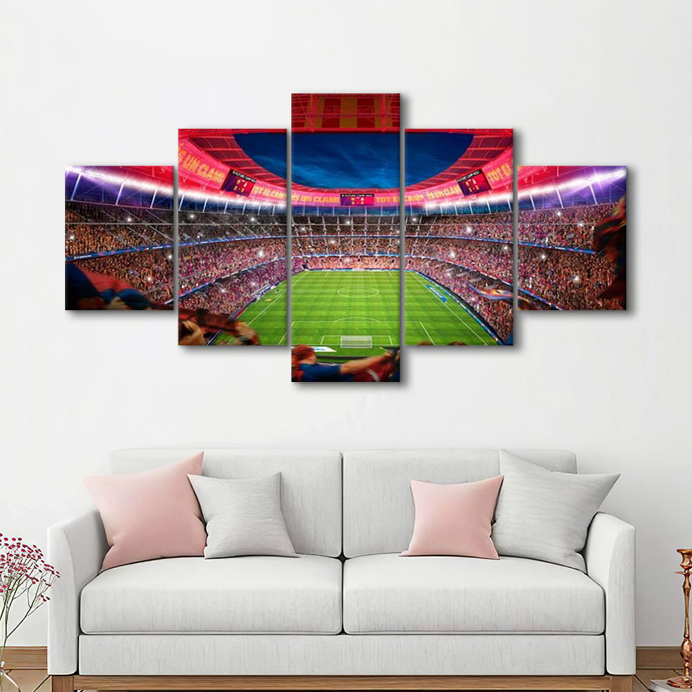 Camp Nou Stadium Football, Stadium Canvas, Sport Art, Gift for him, 5 Panel, Large Canvas, Canvas Print Wall Art