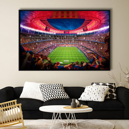Camp Nou Stadium Football, Stadium Canvas, Sport Art, Framed Canvas Print Wall Art, Floating Frame