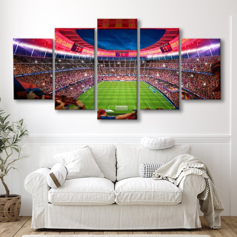 Camp Nou Stadium Football, Stadium Canvas, Sport Art, Gift for him, 5 Panel, Large Canvas, Canvas Print Wall Art
