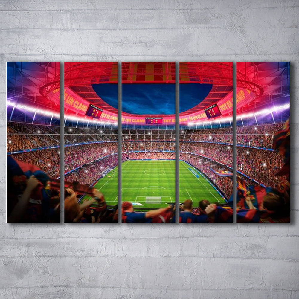 Camp Nou Stadium Football, Stadium Canvas, Sport Art, 5 Panel B, Extra Large Canvas, Canvas Print Wall Art
