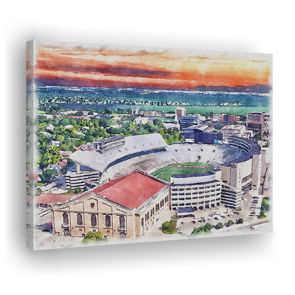Camp Randall Stadium, Wisconsin Painting Stadium Watercolor, Sport Art, Gifts for him, Canvas Print Wall Art