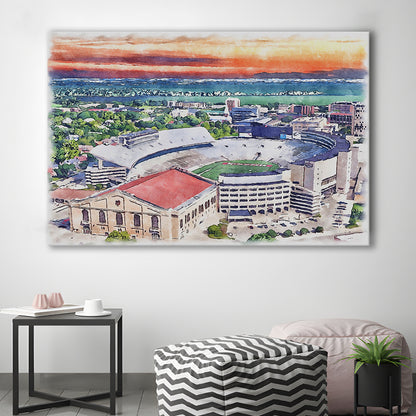 Camp Randall Stadium, Wisconsin Painting Stadium Watercolor, Sport Art, Gifts for him, Canvas Print Wall Art