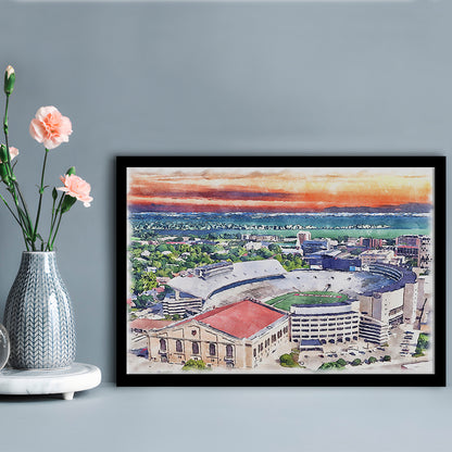 Camp Randall Stadium, Wisconsin Painting Stadium Watercolor, Sport Gift Art, Framed Art Print Wall Decor