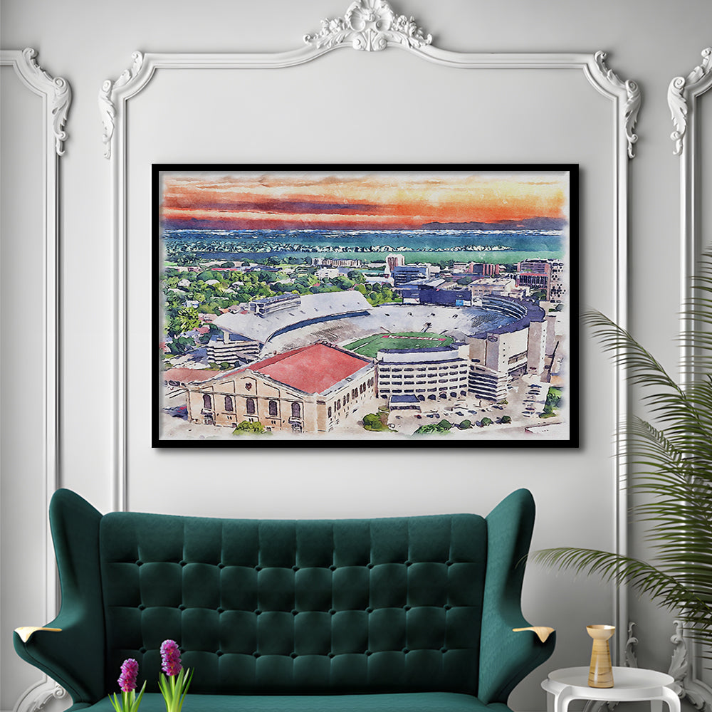 Camp Randall Stadium, Wisconsin Painting Stadium Watercolor, Sport Gift Art, Framed Art Print Wall Decor
