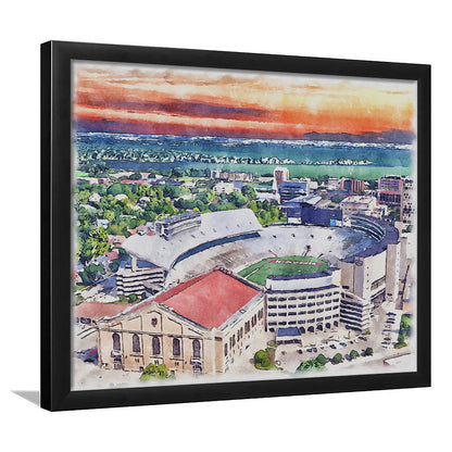Camp Randall Stadium, Wisconsin Painting Stadium Watercolor, Sport Gift Art, Framed Art Print Wall Decor
