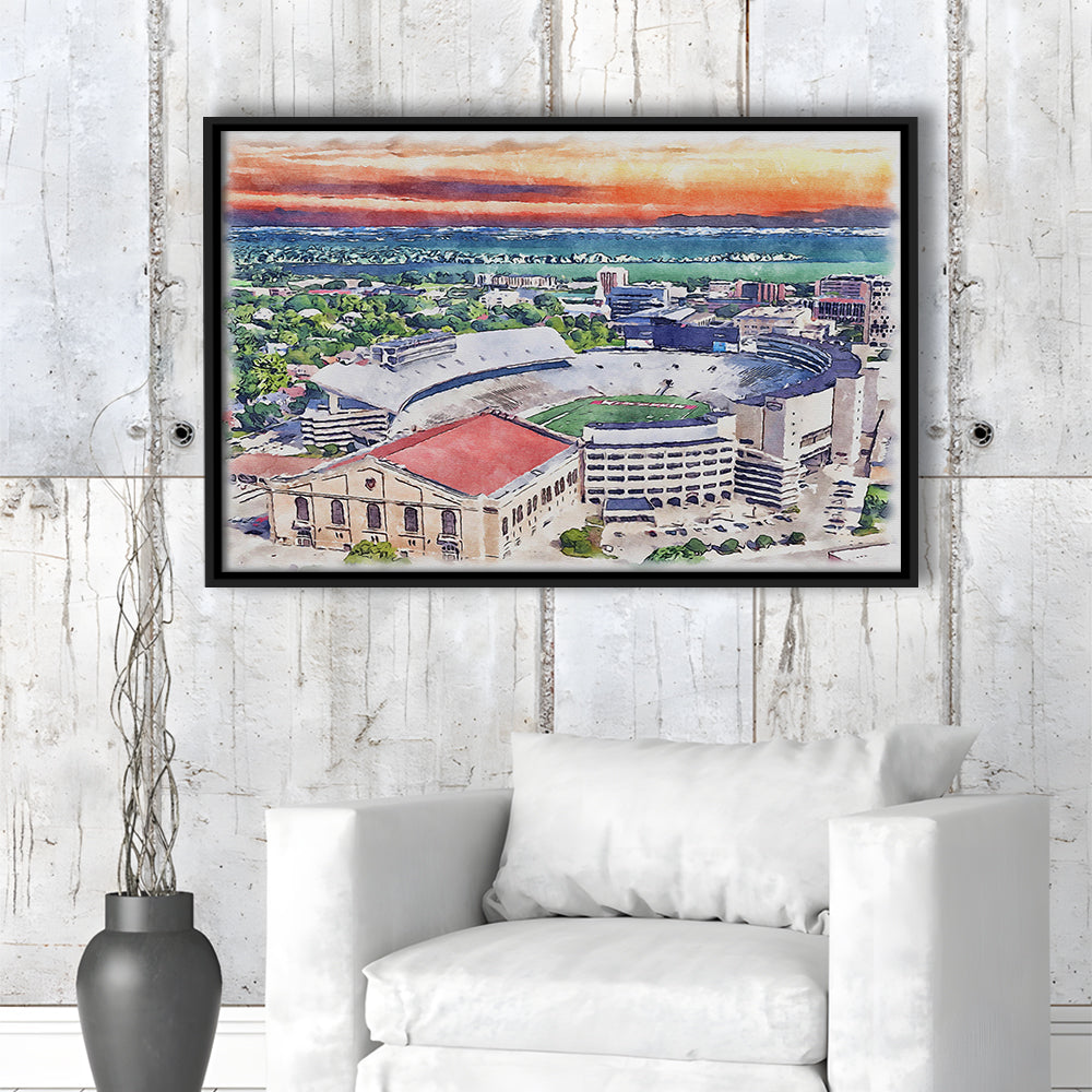Camp Randall Stadium, Wisconsin Painting Stadium Watercolor, Sport Gift Art, Framed Canvas Print Wall Art