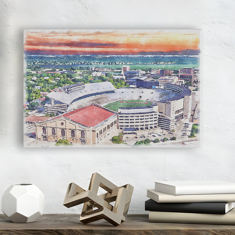 Camp Randall Stadium, Wisconsin Painting Stadium Watercolor, Sport Art, Gifts for him, Canvas Print Wall Art