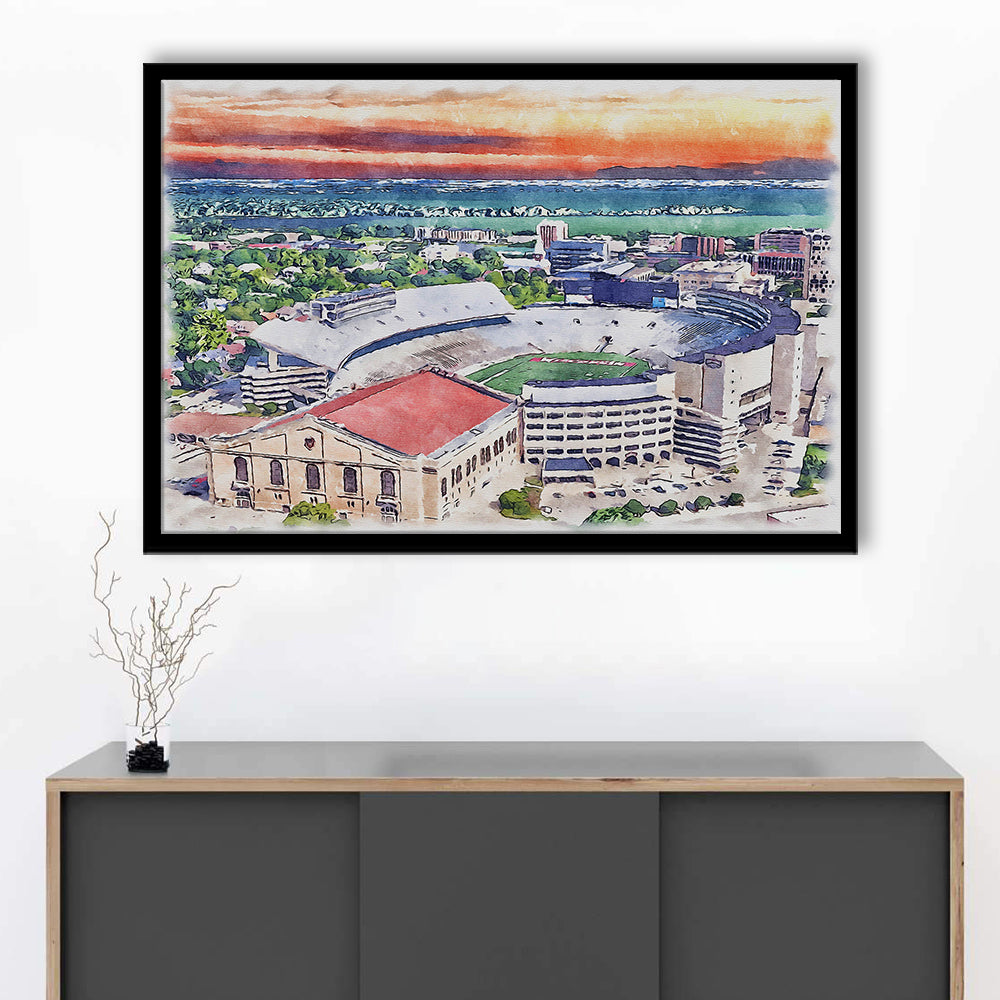 Camp Randall Stadium, Wisconsin Painting Stadium Watercolor, Sport Gift Art, Framed Art Print Wall Decor