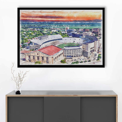 Camp Randall Stadium, Wisconsin Painting Stadium Watercolor, Sport Gift Art, Framed Art Print Wall Decor