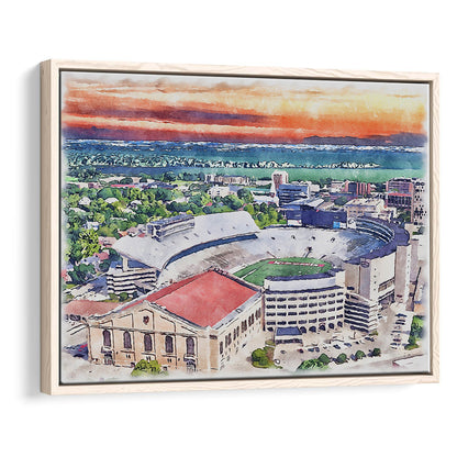 Camp Randall Stadium, Wisconsin Painting Stadium Watercolor, Sport Gift Art, Framed Canvas Print Wall Art