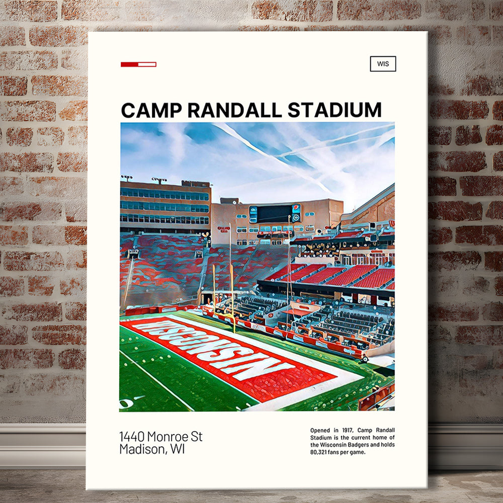 Camp Randall Stadium Print, Wisconsin Badgers Stadium Canvas Art, Fan Gifts, Sport Art, Canvas Print Wall Art
