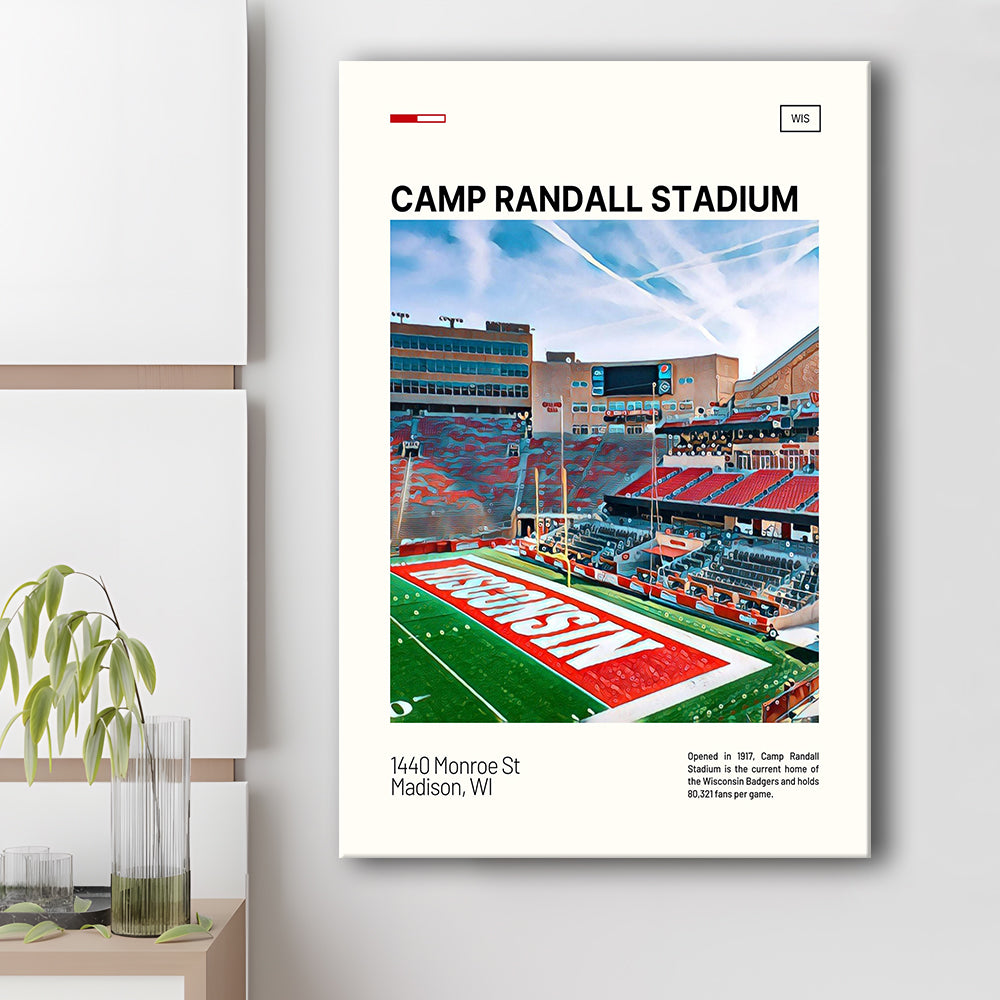 Camp Randall Stadium Print, Wisconsin Badgers Stadium Canvas Art, Fan Gifts, Sport Art, Canvas Print Wall Art