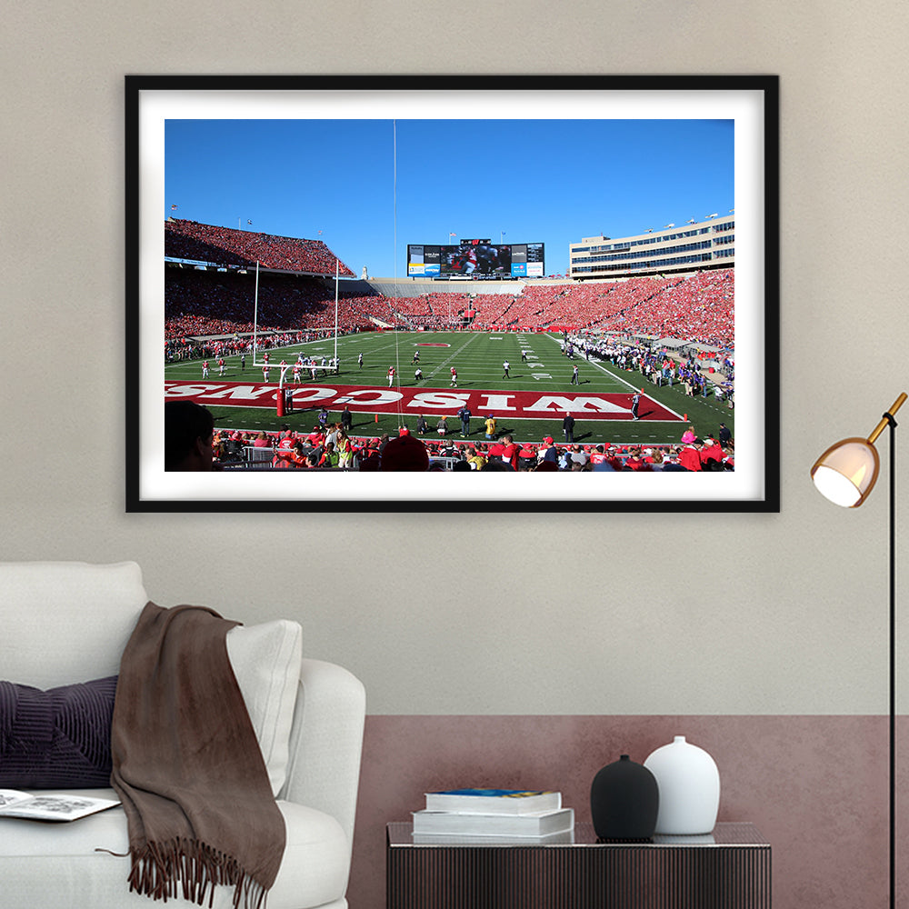 Camp Randall Stadium in opening, Stadium Canvas, Sport Art, Gift for him, White Border Framed Art Print Wall Decor