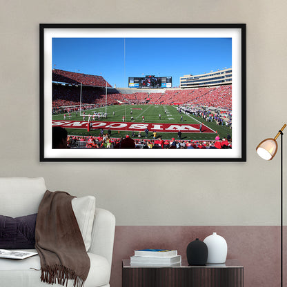 Camp Randall Stadium in opening, Stadium Canvas, Sport Art, Gift for him, White Border Framed Art Print Wall Decor