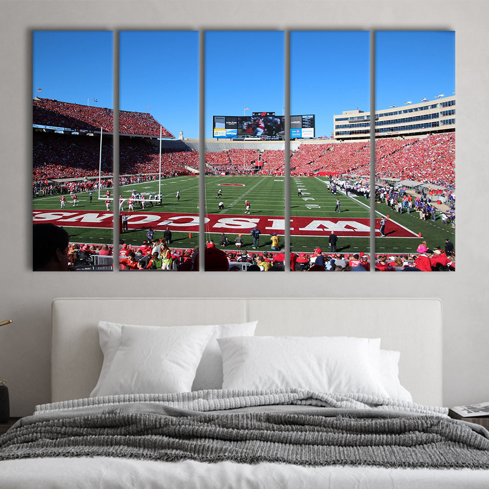 Camp Randall Stadium in opening, Stadium Canvas, Sport Art, 5 Panel B, Extra Large Canvas, Canvas Print Wall Art
