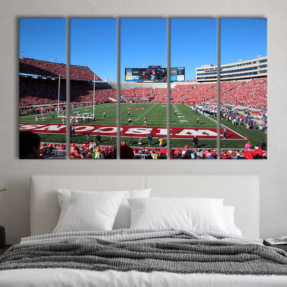 Camp Randall Stadium in opening, Stadium Canvas, Sport Art, 5 Panel B, Extra Large Canvas, Canvas Print Wall Art