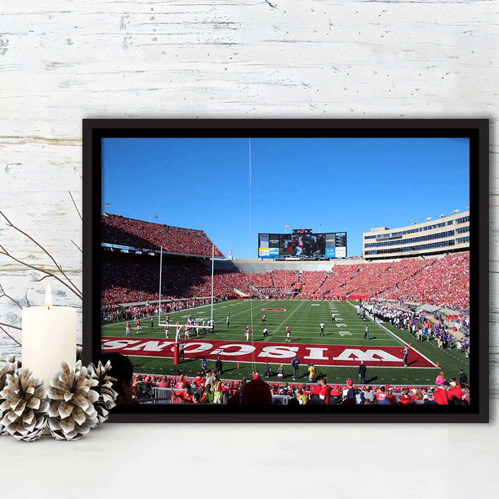 Camp Randall Stadium in opening, Stadium Canvas, Sport Art, Framed Canvas Print Wall Art, Floating Frame