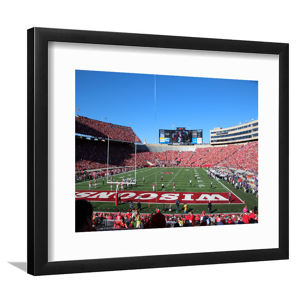 Camp Randall Stadium in opening, Stadium Canvas, Sport Art, Gift for him, White Border Framed Art Print Wall Decor