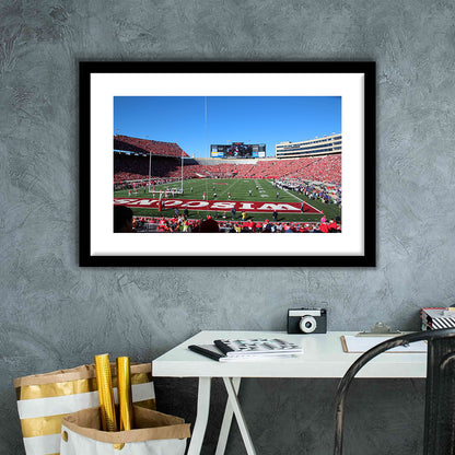 Camp Randall Stadium in opening, Stadium Canvas, Sport Art, Gift for him, White Border Framed Art Print Wall Decor