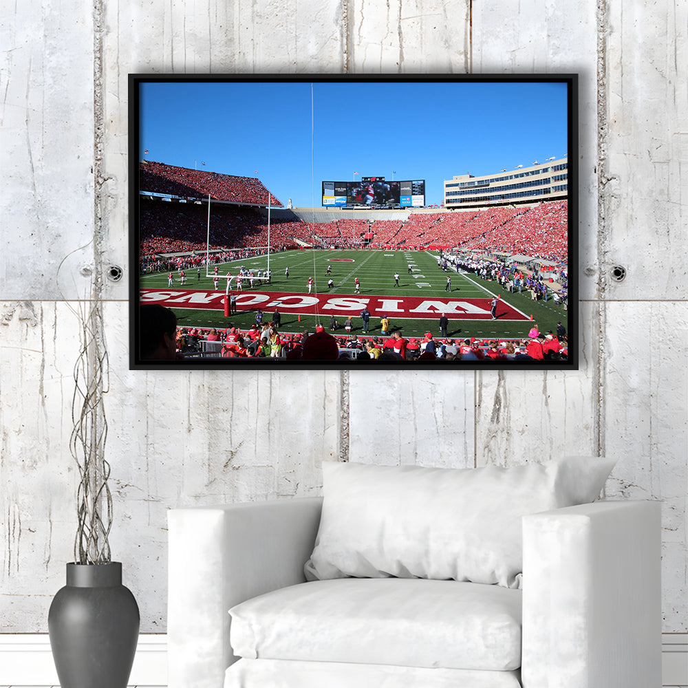 Camp Randall Stadium in opening, Stadium Canvas, Sport Art, Framed Canvas Print Wall Art, Floating Frame