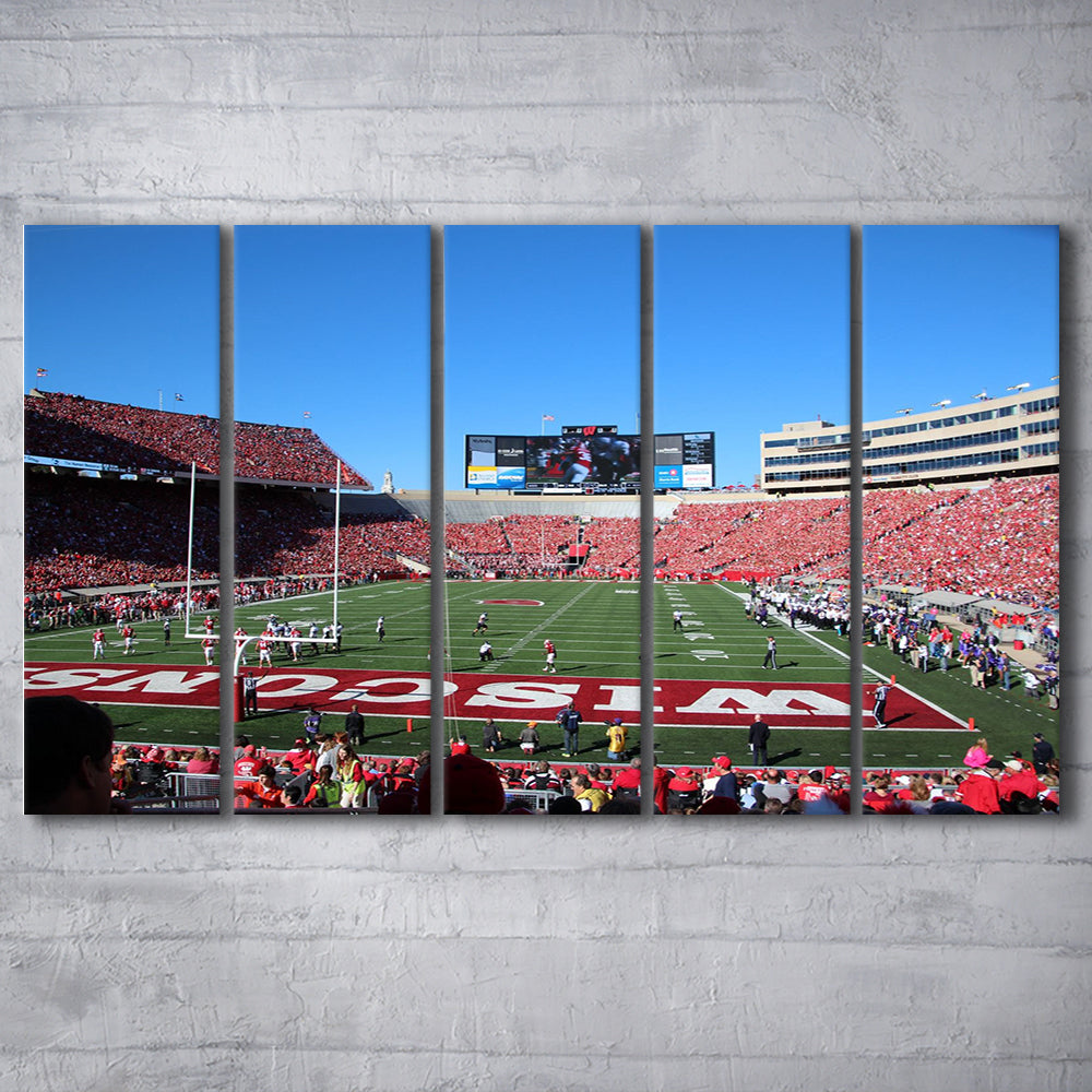 Camp Randall Stadium in opening, Stadium Canvas, Sport Art, 5 Panel B, Extra Large Canvas, Canvas Print Wall Art