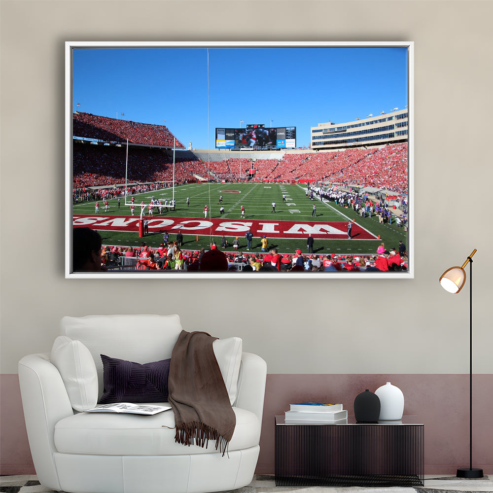 Camp Randall Stadium in opening, Stadium Canvas, Sport Art, Framed Canvas Print Wall Art, Floating Frame