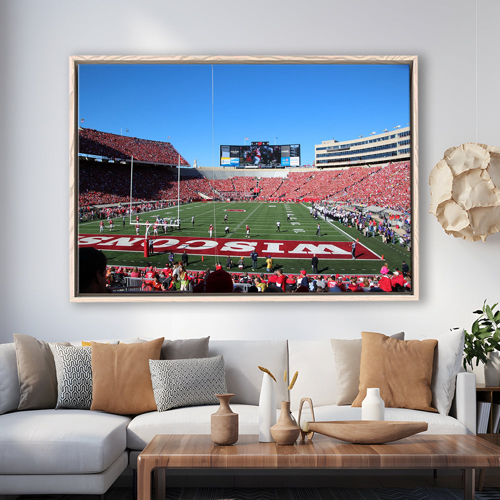 Camp Randall Stadium in opening, Stadium Canvas, Sport Art, Framed Canvas Print Wall Art, Floating Frame