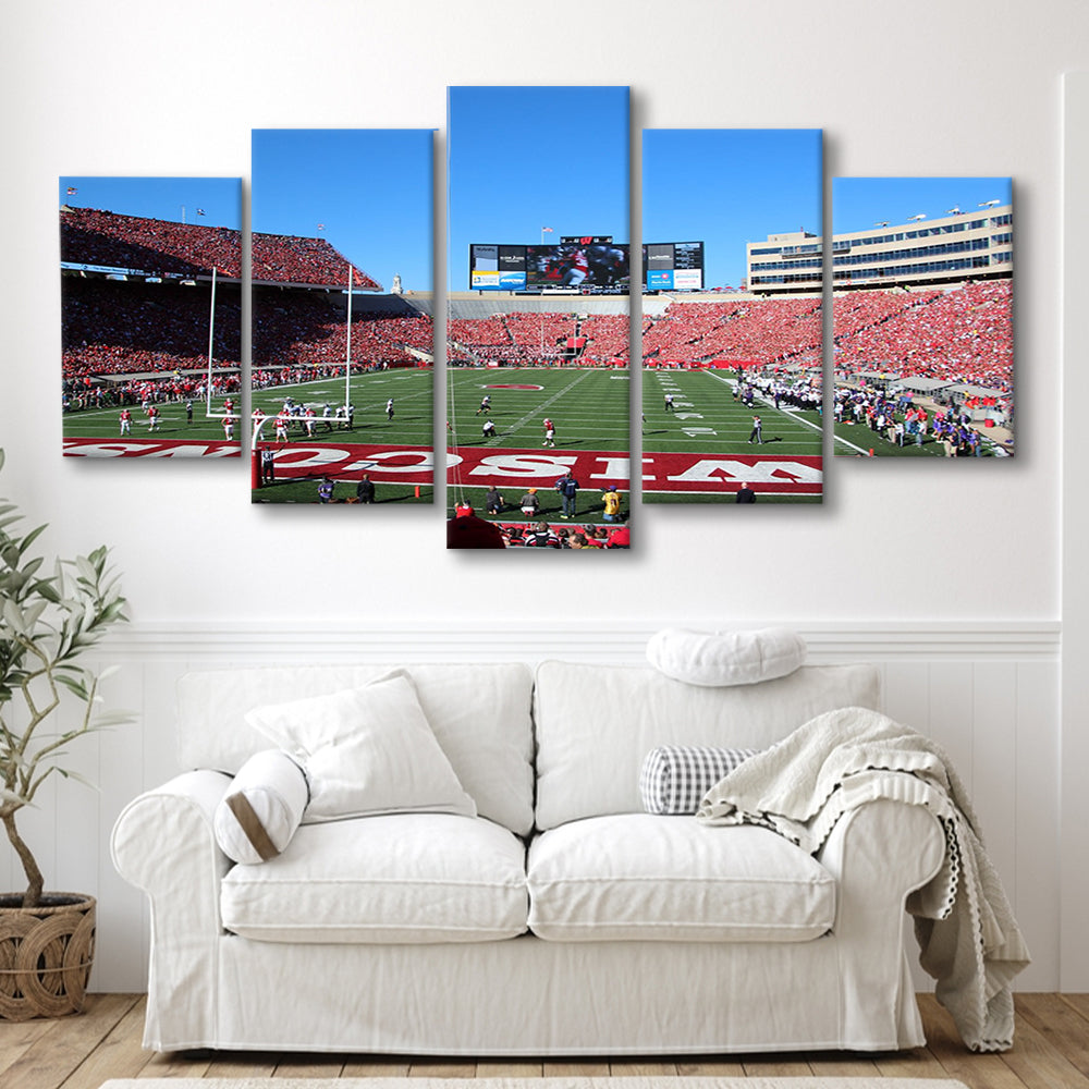 Camp Randall Stadium in opening, Stadium Canvas, Sport Art, Gift for him, 5 Panel, Large Canvas, Canvas Print Wall Art