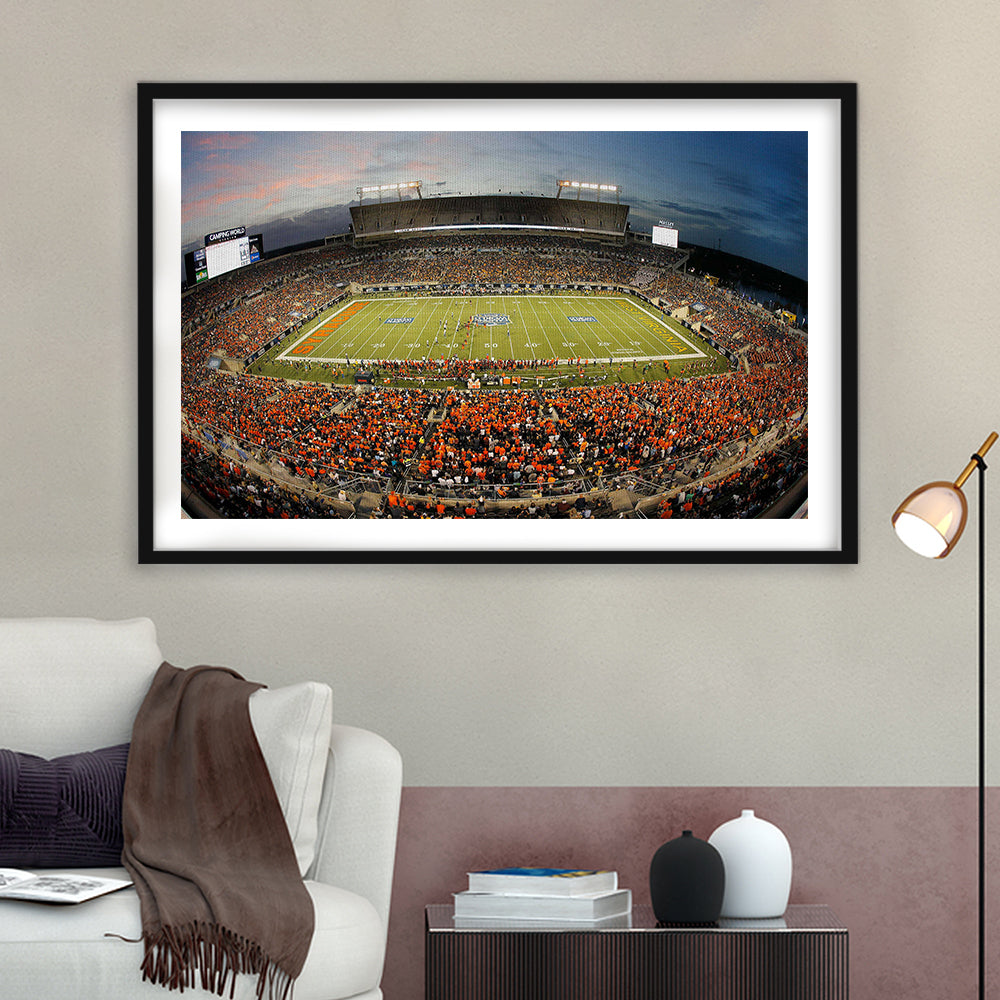 Camping World Bowl, Stadium Canvas, Sport Art, Gift for him, White Border Framed Art Print Wall Decor