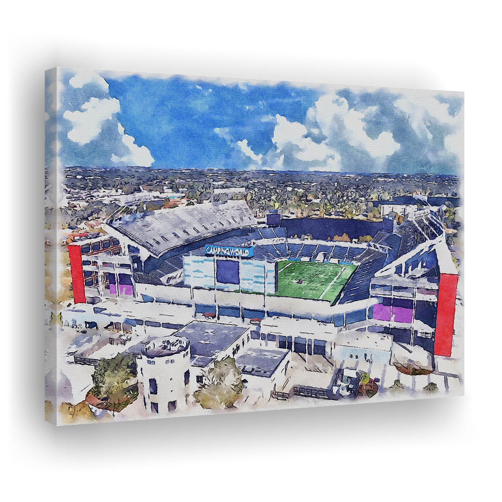 Camping World Painting Stadium Watercolor, Orlando, Florida Watercolor, Sport Art, Gifts for him, Canvas Print Wall Art