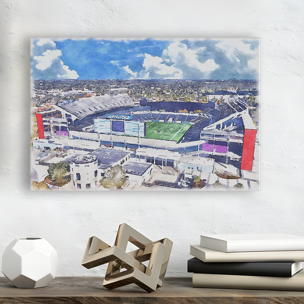 Camping World Painting Stadium Watercolor, Orlando, Florida Watercolor, Sport Art, Gifts for him, Canvas Print Wall Art