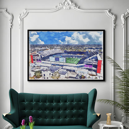 Camping World Painting Stadium Watercolor, Orlando, Florida Watercolor, Sport Gift Art, Framed Art Print Wall Decor