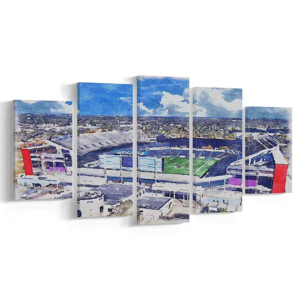 Camping World Painting Stadium Watercolor, Orlando, Florida Watercolor, Sport Art, Mixed 5 Panel, Canvas Print Wall Art