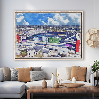Camping World Painting Stadium Watercolor, Orlando, Florida Watercolor, Sport Gift Art, Framed Canvas Print Wall Art
