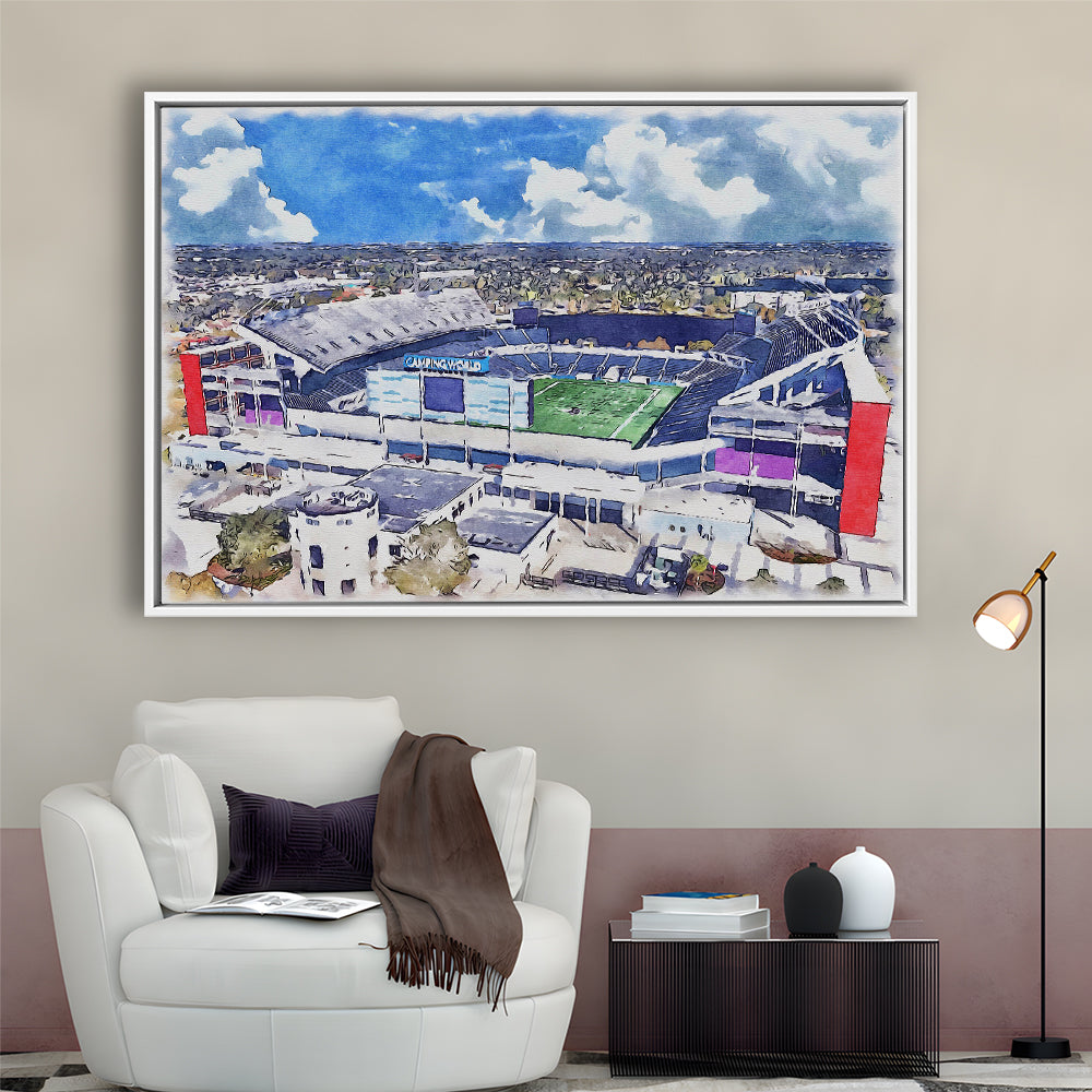 Camping World Painting Stadium Watercolor, Orlando, Florida Watercolor, Sport Gift Art, Framed Canvas Print Wall Art