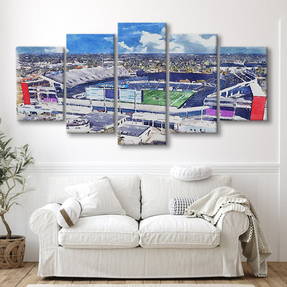 Camping World Painting Stadium Watercolor, Orlando, Florida Watercolor, Sport Art, Mixed 5 Panel, Canvas Print Wall Art