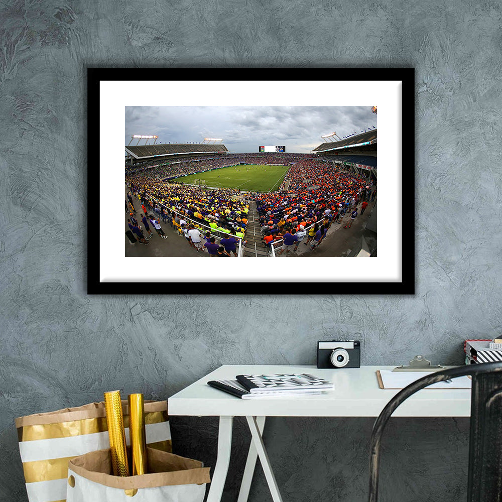 Camping World Stadium in Orlando, Stadium Canvas, Sport Art, Gift for him, White Border Framed Art Print Wall Decor