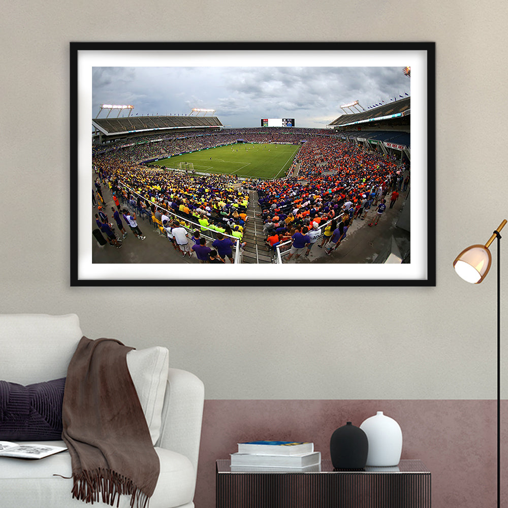Camping World Stadium in Orlando, Stadium Canvas, Sport Art, Gift for him, White Border Framed Art Print Wall Decor