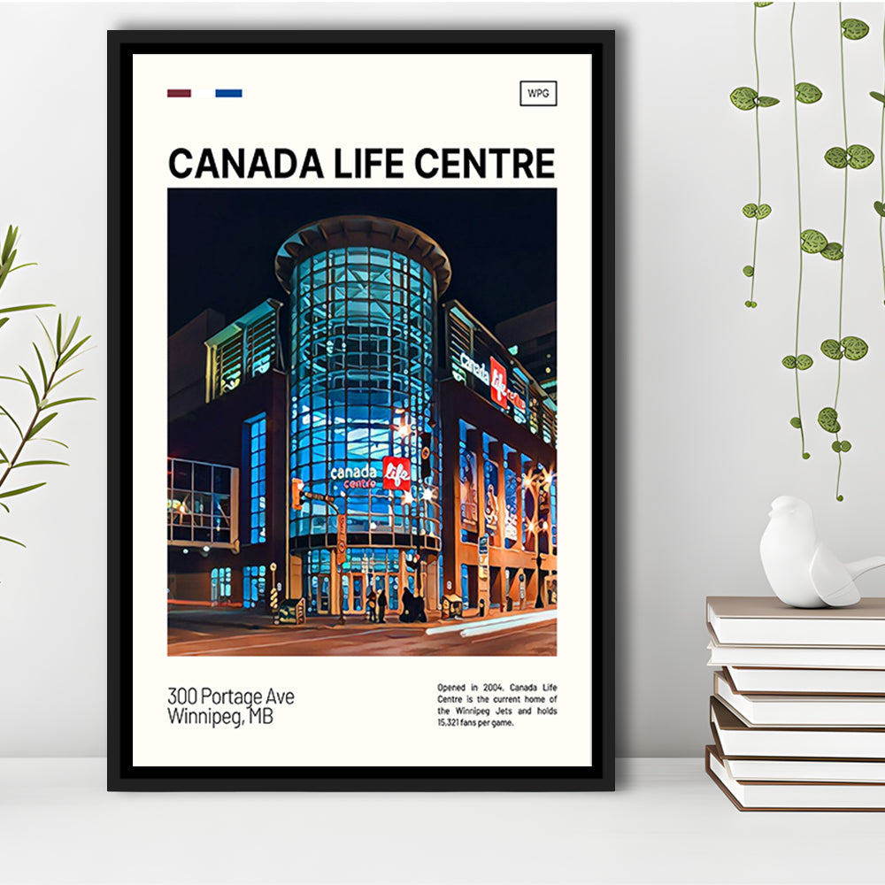 Canada Life Centre Print, Winnipeg Jets Stadium Canvas Art, Man Cave Gift, Floating Framed Canvas Print Wall Art