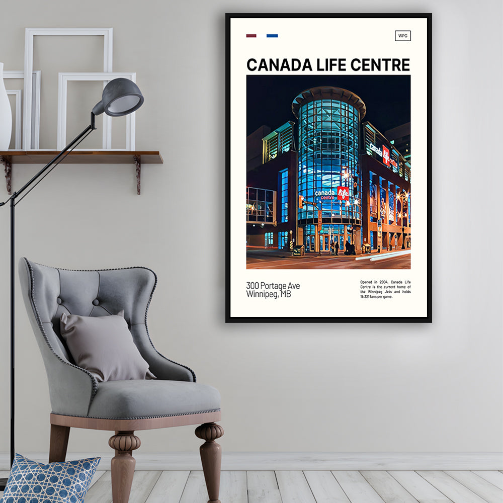 Canada Life Centre Print, Winnipeg Jets Stadium Canvas Art, Man Cave Gift, Floating Framed Canvas Print Wall Art