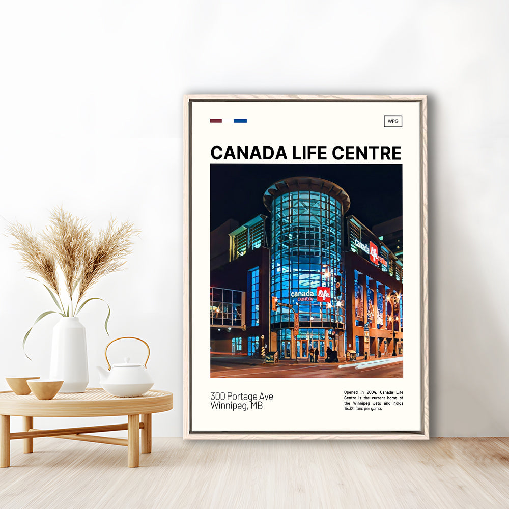 Canada Life Centre Print, Winnipeg Jets Stadium Canvas Art, Man Cave Gift, Floating Framed Canvas Print Wall Art