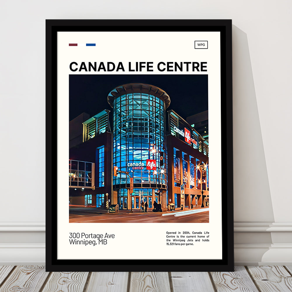 Canada Life Centre Print, Winnipeg Jets Stadium Canvas Art, Man Cave Gift, Floating Framed Canvas Print Wall Art