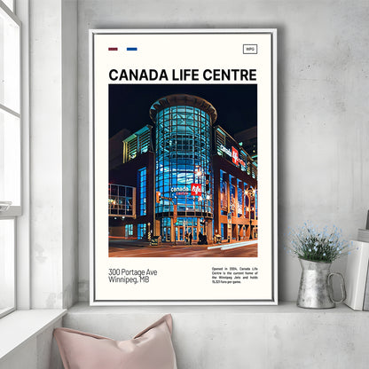 Canada Life Centre Print, Winnipeg Jets Stadium Canvas Art, Man Cave Gift, Floating Framed Canvas Print Wall Art